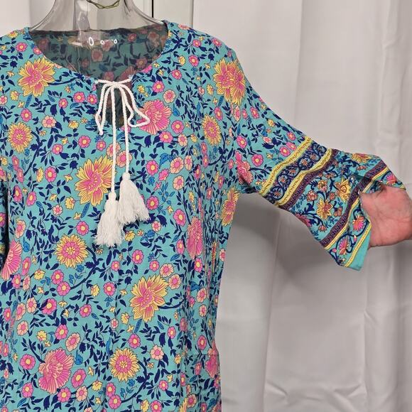 Halife Women's Loose Fit Bohemian Tunic Dress Size L NWOT - Picture 2 of 6